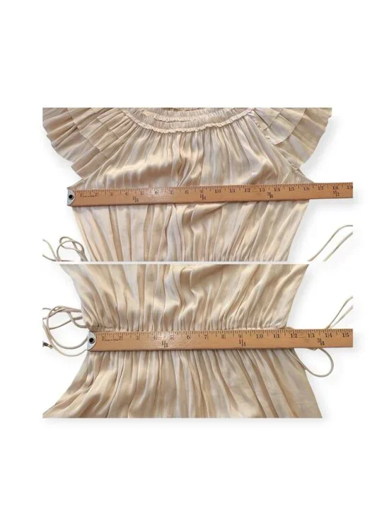 Ulla Johnson Isadora Plisse Midi Dress Dawn Cream Size 2 NWT Flutter Sleeve - Picture 16 of 16